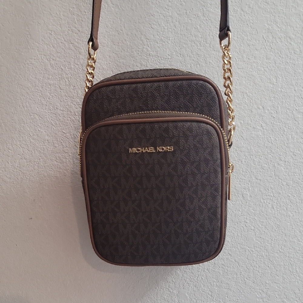 Michael Kors Dark Brown Belt Bag with Gold Accents